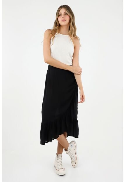 Falda Midi Negra Para Mujer