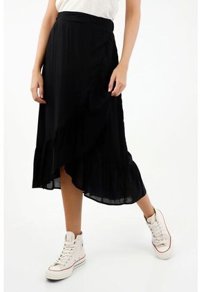 Falda Midi Negra Para Mujer