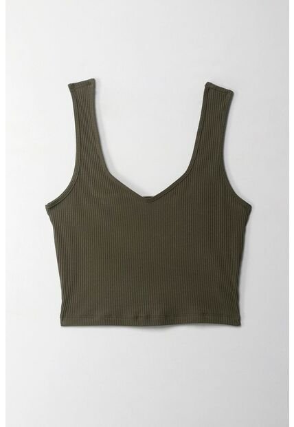 Topmark Camiseta Crop En Rib Verde Para Mujer