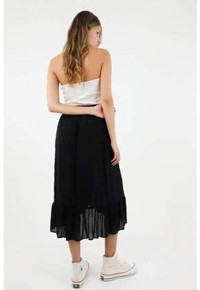 Falda Midi Negra Para Mujer