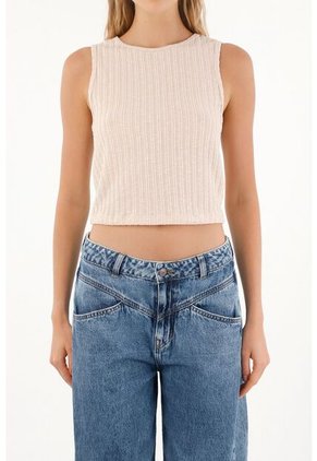 Topmark Camiseta Manga Sisa Tejida Crudo Para Mujer