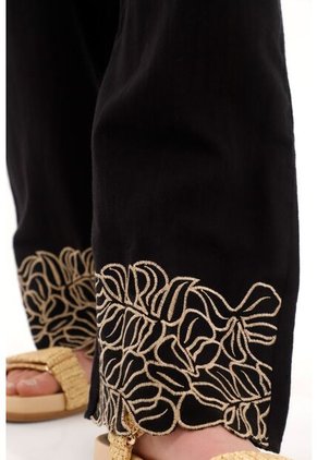 Topmark Pantalón Negro Recto Con Pretina Elástica Para Mujer