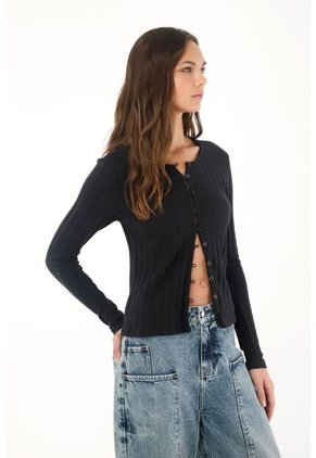 Topmark Camiseta Manga Larga Negra Para Mujer