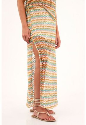 Topmark Falda Larga De Tejido Abierto Multicolor Para Mujer