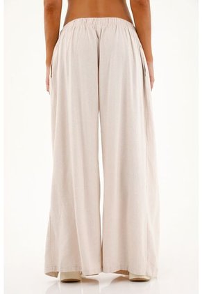 Pantalón Recto Tiro Alto Con Abertura Para Mujer