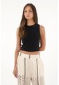Topmark Camiseta Manga Sisa En Rib Negra Para Mujer de topmark