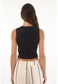 Topmark Camiseta Manga Sisa En Rib Negra Para Mujer de topmark