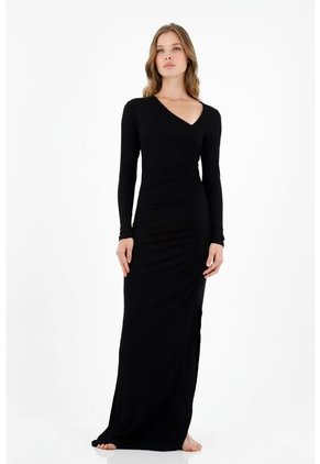 Vestido Negro Manga Larga Para Mujer