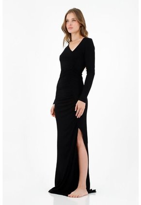 Vestido Negro Manga Larga Para Mujer
