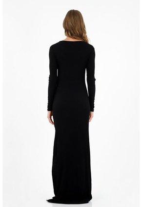 Vestido Negro Manga Larga Para Mujer