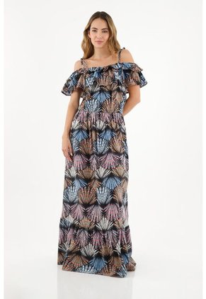 Topmark Vestido Estampado Con Boleros Decorativos Para Mujer