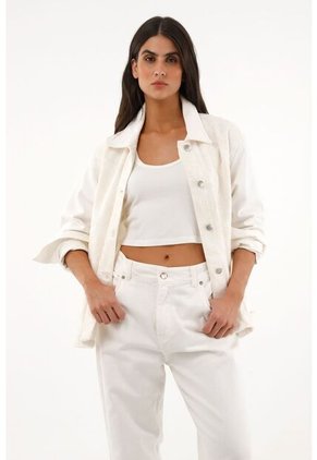 Topmark Abrigo Crudo Con Tela Tejida En Frente Para Mujer