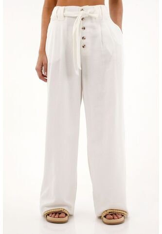 Topmark Pantalón Crudo Wide Leg Con Cinturón Para Mujer topmark