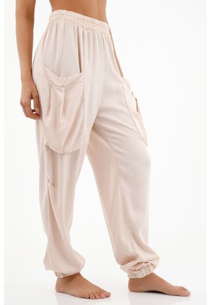 Pantalón Con Pretina Y Bota Enresortada Crudo Para Mujer