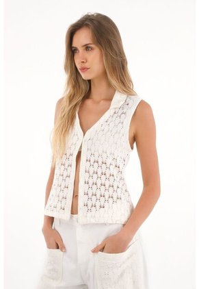 Topmark Chaleco Con Encaje Crudo Para Mujer