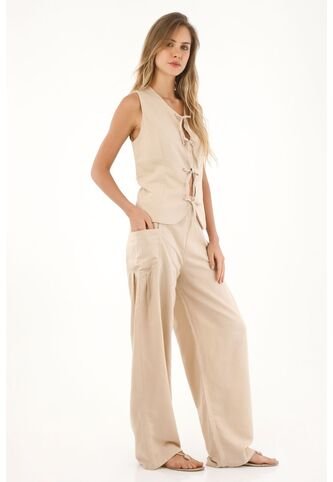 Topmark Pantalón Wide Leg Crudo Para Mujer topmark