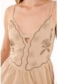 Topmark Vestido Corto Con Imitación Bordado Café Para Mujer de topmark