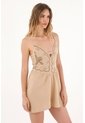 Topmark Vestido Corto Con Imitación Bordado Café Para Mujer de topmark