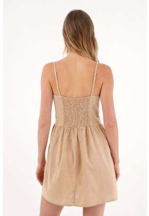 Topmark Vestido Corto Con Imitación Bordado Café Para Mujer