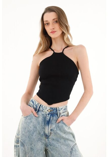 Topmark Camiseta Negra De Tiras Para Mujer