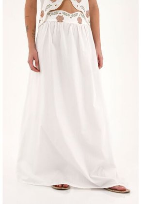 Topmark Falda Larga Con Flores En Pretina Crudo Para Mujer