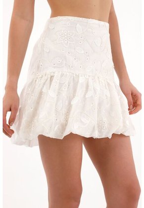 Topmark Falda Corta Bordada En Delantero Crudo Para Mujer