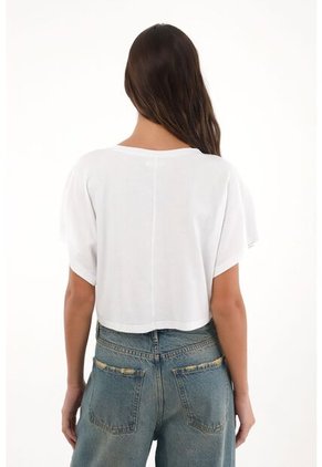 Topmark Camiseta Crop Amplia Blanca Para Mujer