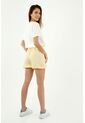 Short De Mujer, Silueta Amplia De Tiro Alto, Con Efecto Bombacho, Color Amarillo de topmark
