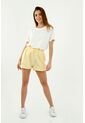 Short De Mujer, Silueta Amplia De Tiro Alto, Con Efecto Bombacho, Color Amarillo de topmark
