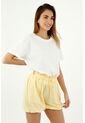 Short De Mujer, Silueta Amplia De Tiro Alto, Con Efecto Bombacho, Color Amarillo de topmark