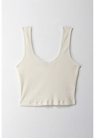 Topmark Camiseta Crop En Rib Crudo Con Textura Suave Para Mujer topmark