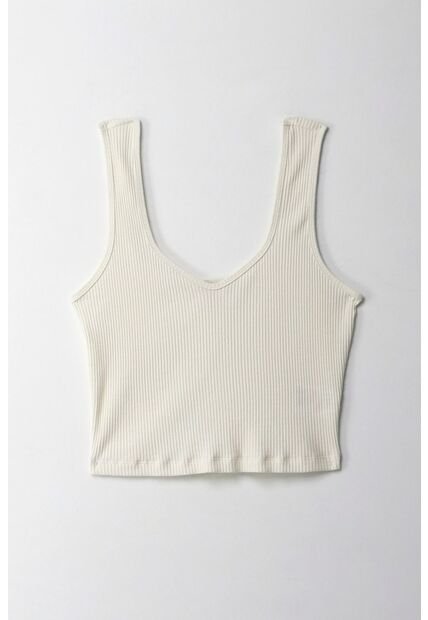 Topmark Camiseta Crop En Rib Crudo Con Textura Suave Para Mujer