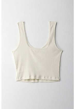 Topmark Camiseta Crop En Rib Crudo Con Textura Suave Para Mujer