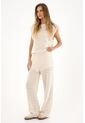Topmark Pantalón Tejido De Tiro Alto Crudo Para Mujer de topmark