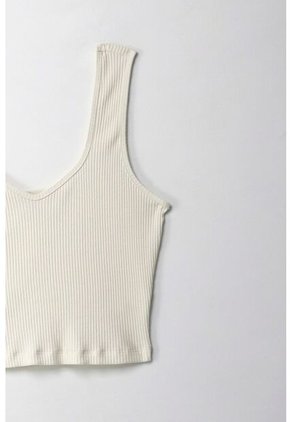 Topmark Camiseta Crop En Rib Crudo Con Textura Suave Para Mujer