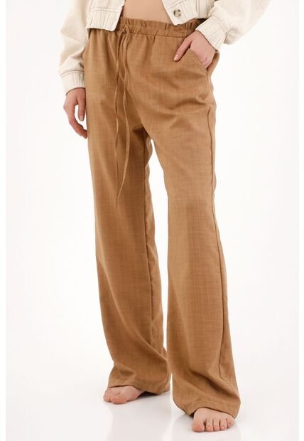 Topmark Pantalón Recto Con Cintura Elástica Café Para Mujer