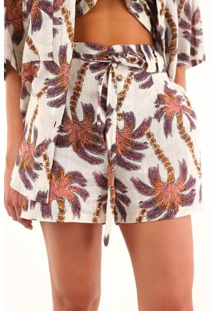 Bermuda Tiro Alto Estampada Para Mujer