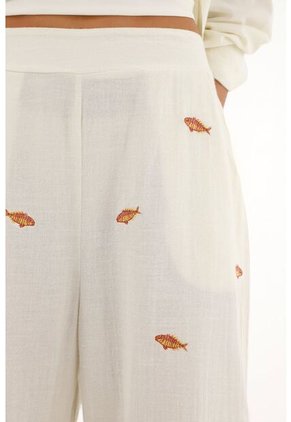 Topmark Pantalón Recto Tiro Alto Con Bordados Para Mujer