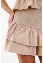 Topmark Falda Corta Para Mujer De Algodón Beige Mini Con Volantes En Capas de topmark
