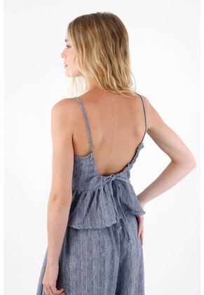 Topmark Camisa De Tiras Y Tela Fluida Azul Para Mujer