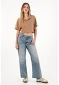 Topmark Camiseta Crop Amplia Café Con Acabado Natural Para Mujer de topmark