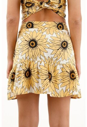 Topmark Falda Corta Con Estampado De Girasoles Y Bolero Para Mujer