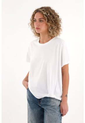 Topmark Camiseta Con Detalle Anudado Blanca Para Mujer