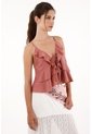 Camisa Con Detalles De Boleros Rosada Para Mujer de topmark