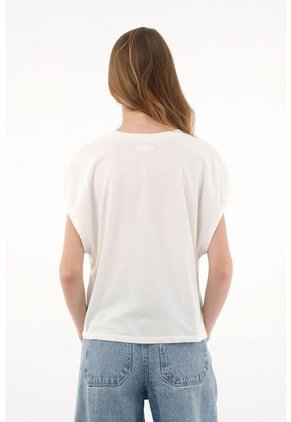 Topmark Camiseta Crudo Con Bordado Decorativo Para Mujer