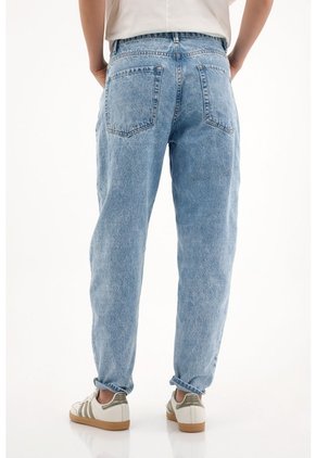 Topmark Jean Boyfriend Tiro Medio Azul Para Mujer