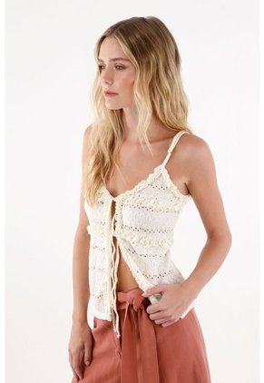 Topmark Top Para Mujer Poliéster Crudo Recto Con Lazo Frontal