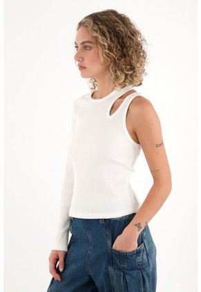 Topmark Camiseta De Una Sola Manga Crudo Para Mujer