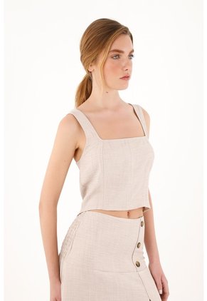 Camisa Crudo De Manga Sisa Para Mujer