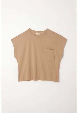 Topmark Camiseta Manga Corta Con Bolsillo Crudo Para Mujer topmark